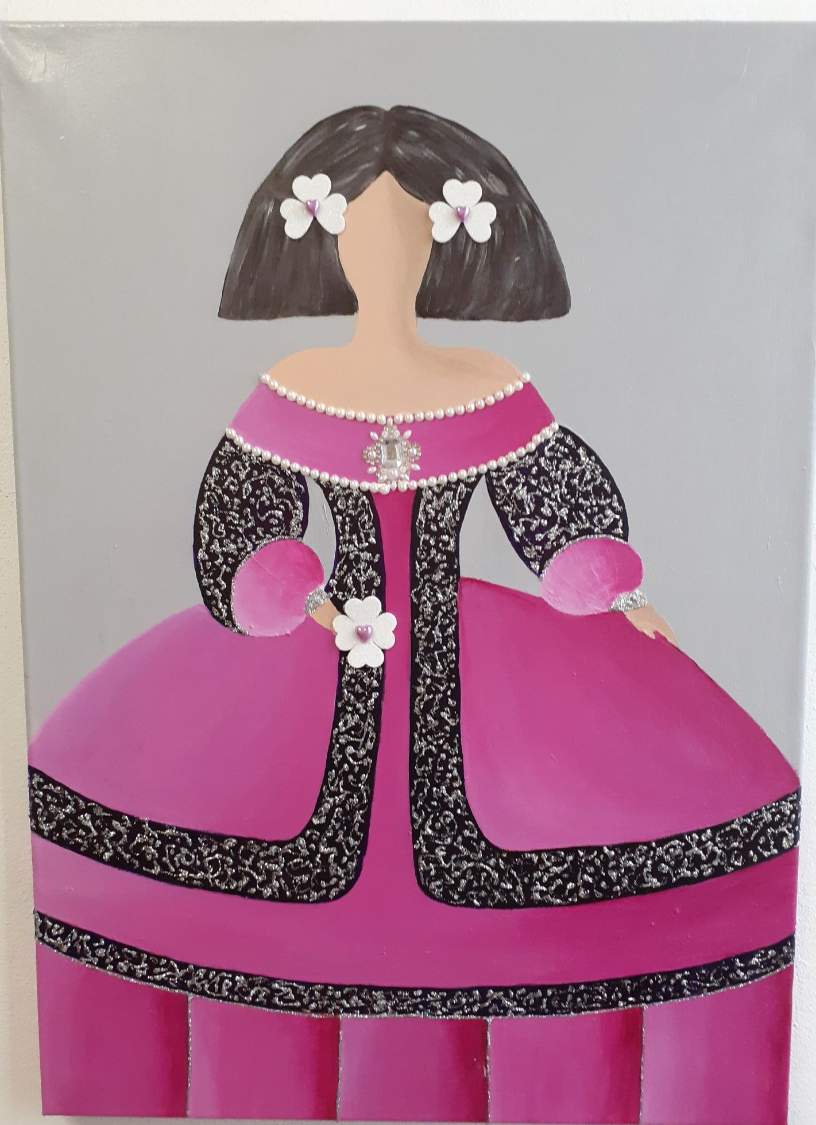 Solve Raquel De Bocos The Pink Dress jigsaw puzzle online with 48 pieces