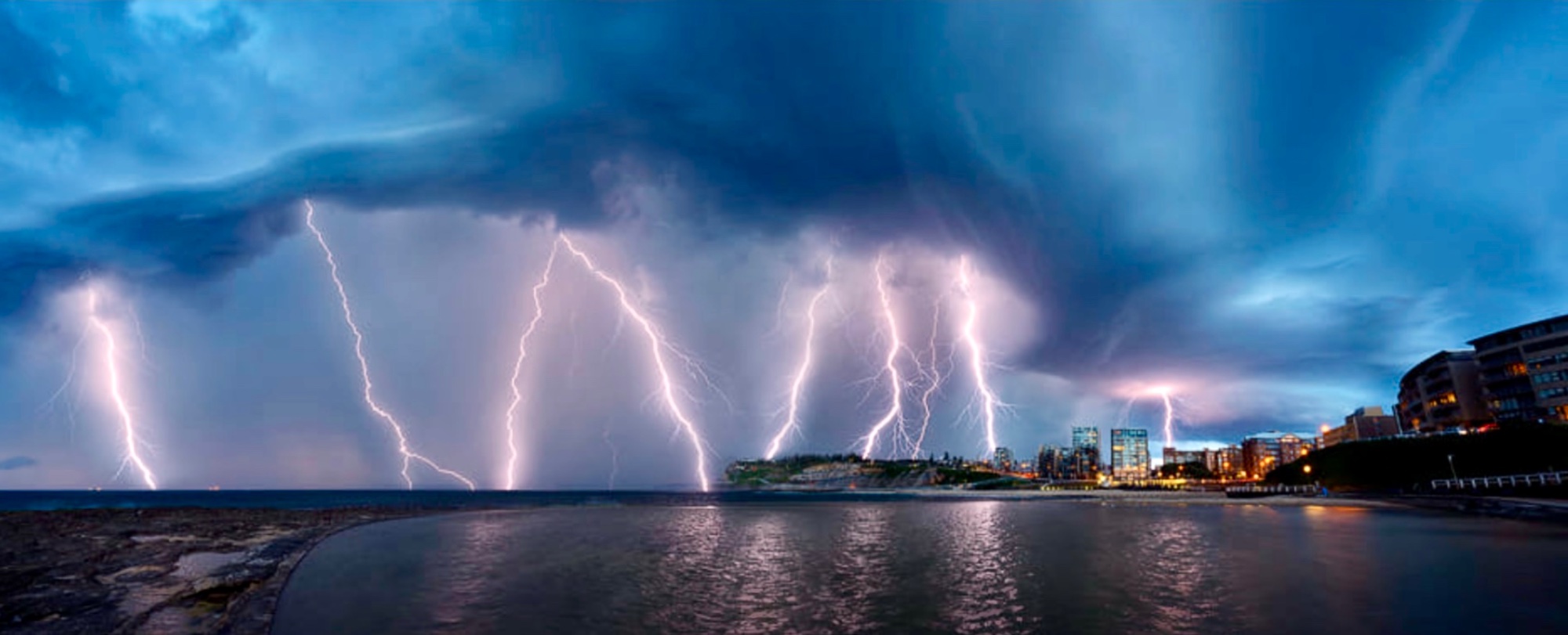 Solve Lightening off Newcastle Beach, NSW, Australia jigsaw puzzle