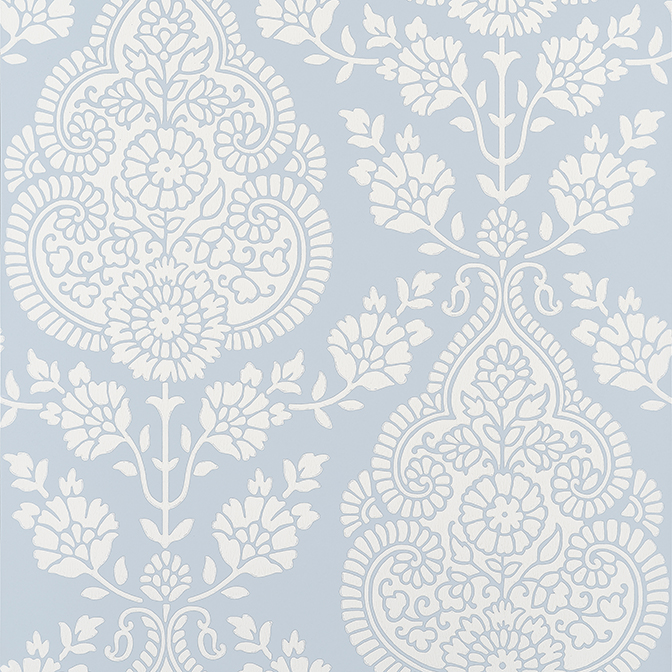 Balmuccia Damask Soft Blue wallpaper Bristol Wallpapers Anna French