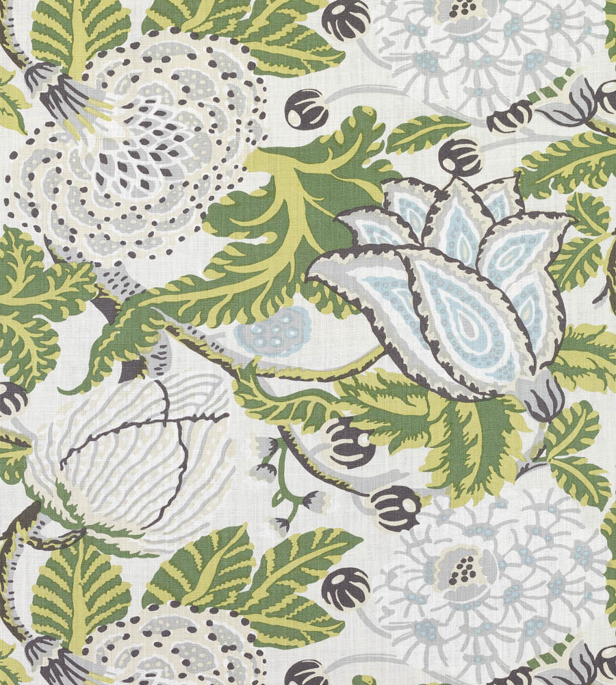 Mitford Green & White fabric Paramount Thibaut