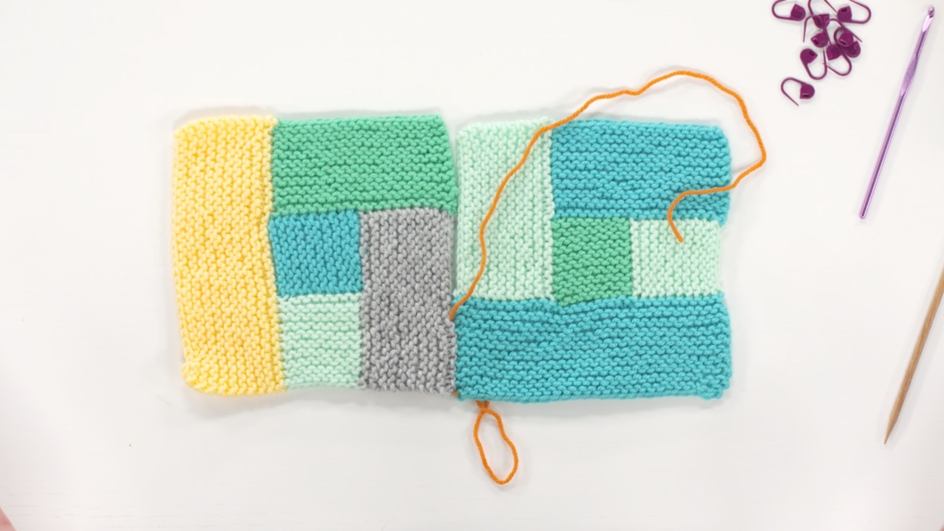 Joining Blanket Squares with Mattress Stitch The Knitting Circle