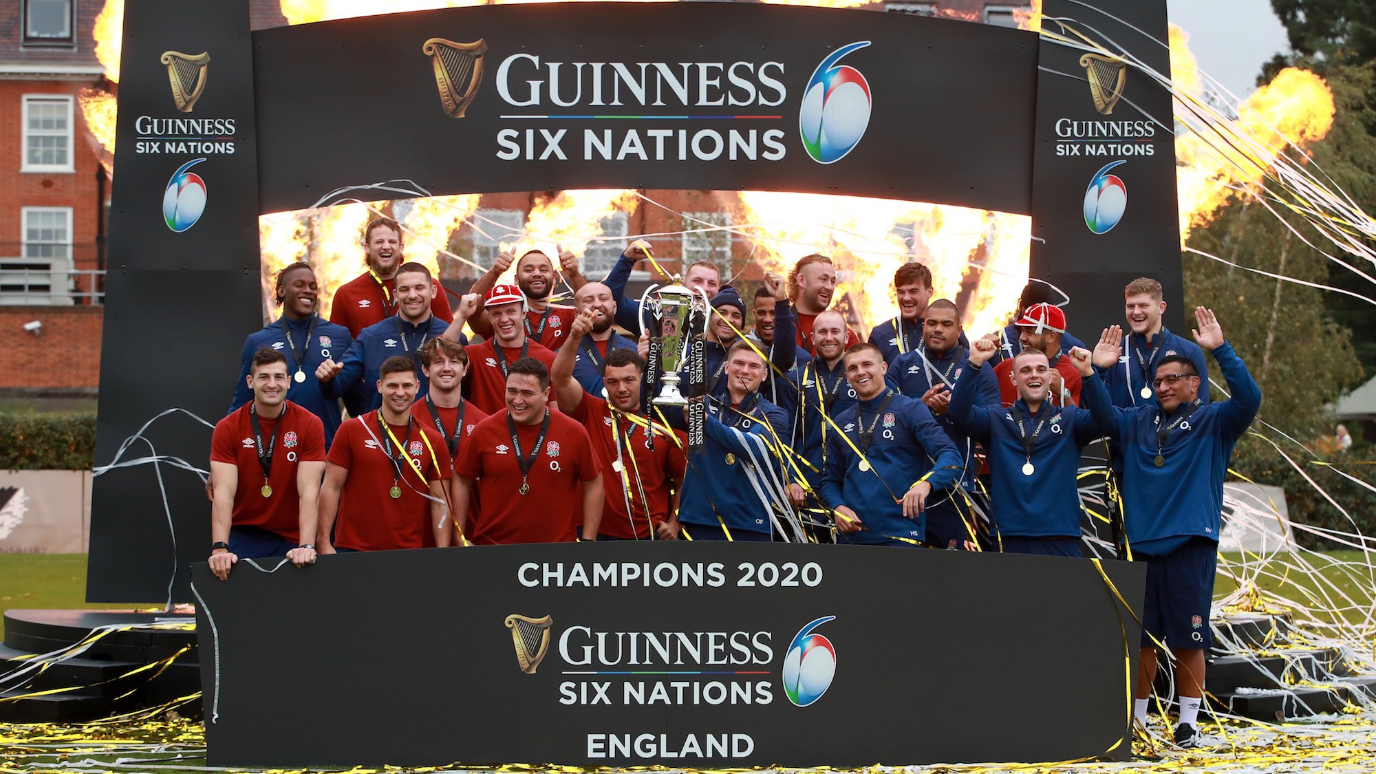 Six Nations Rugby England celebrate Guinness Six Nations success with