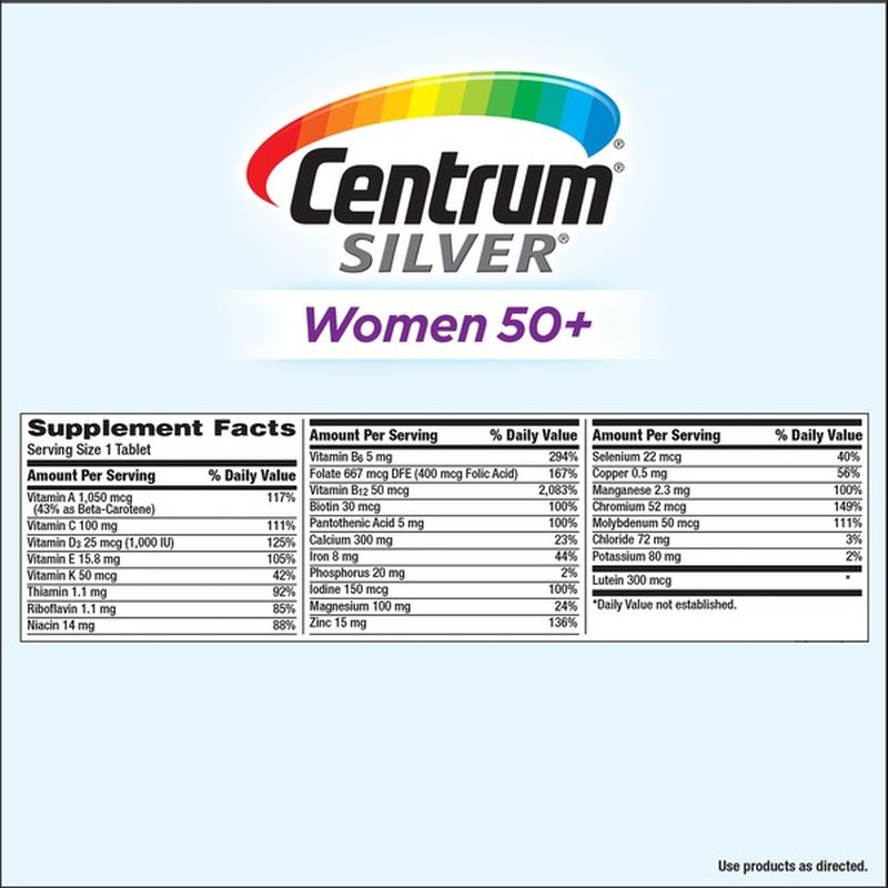 Centrum Silver Women 50+ Multivitamin Multimineral Supplement Tablets