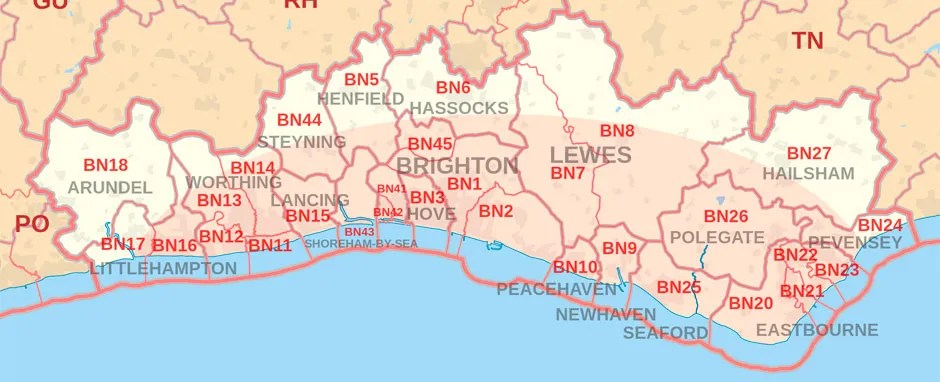 Brighton, Hove & surrounds distribution map link D2D Sussex