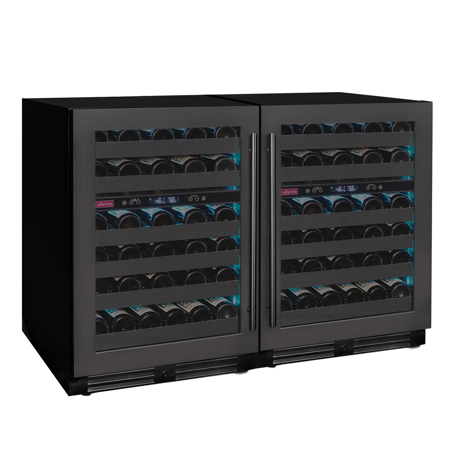 Allavino 2XBDW5034D2BS Four Zone Black Stainless Steel SidebySide Wine Cooler Refrigerator