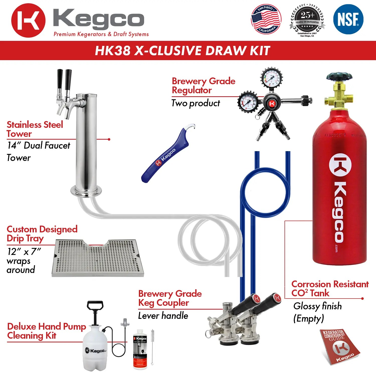 Kegco HK38SSU2 Dual Faucet Keg Tap Digital Outdoor UnderCounter Keg