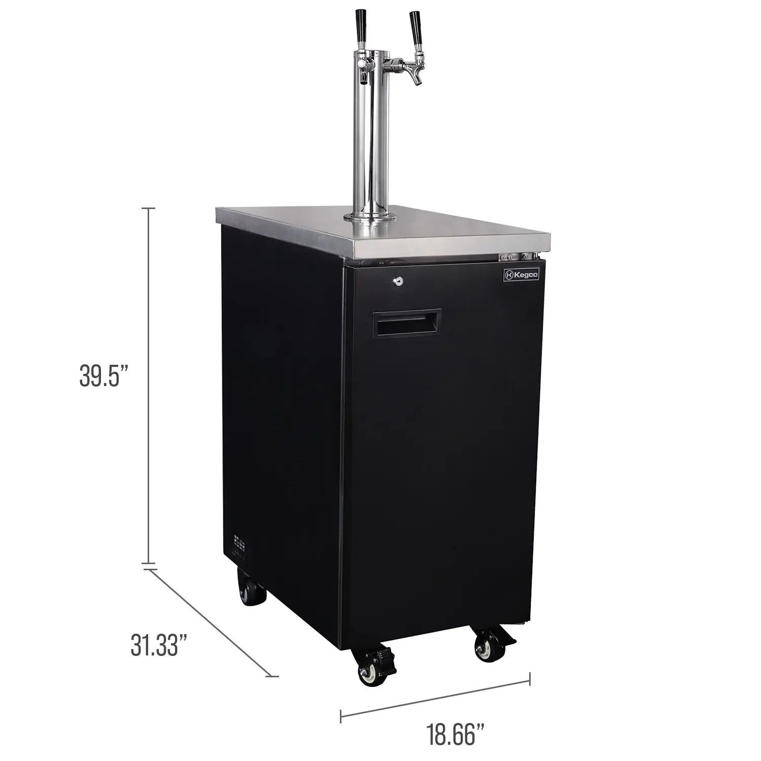 TCK172 Commercial Grade Dual Tap Slim Kegerator Black