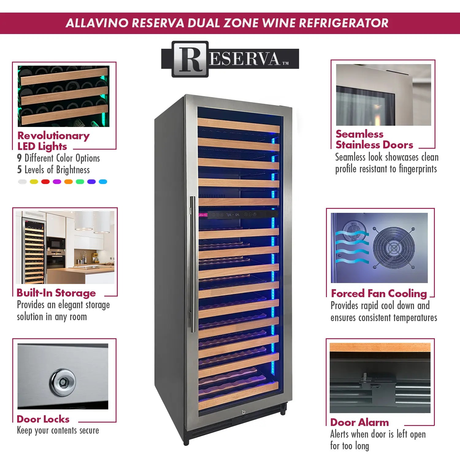 Allavino VSW15471D2SR Dual Zone Right Hinge Stainless Steel Wine