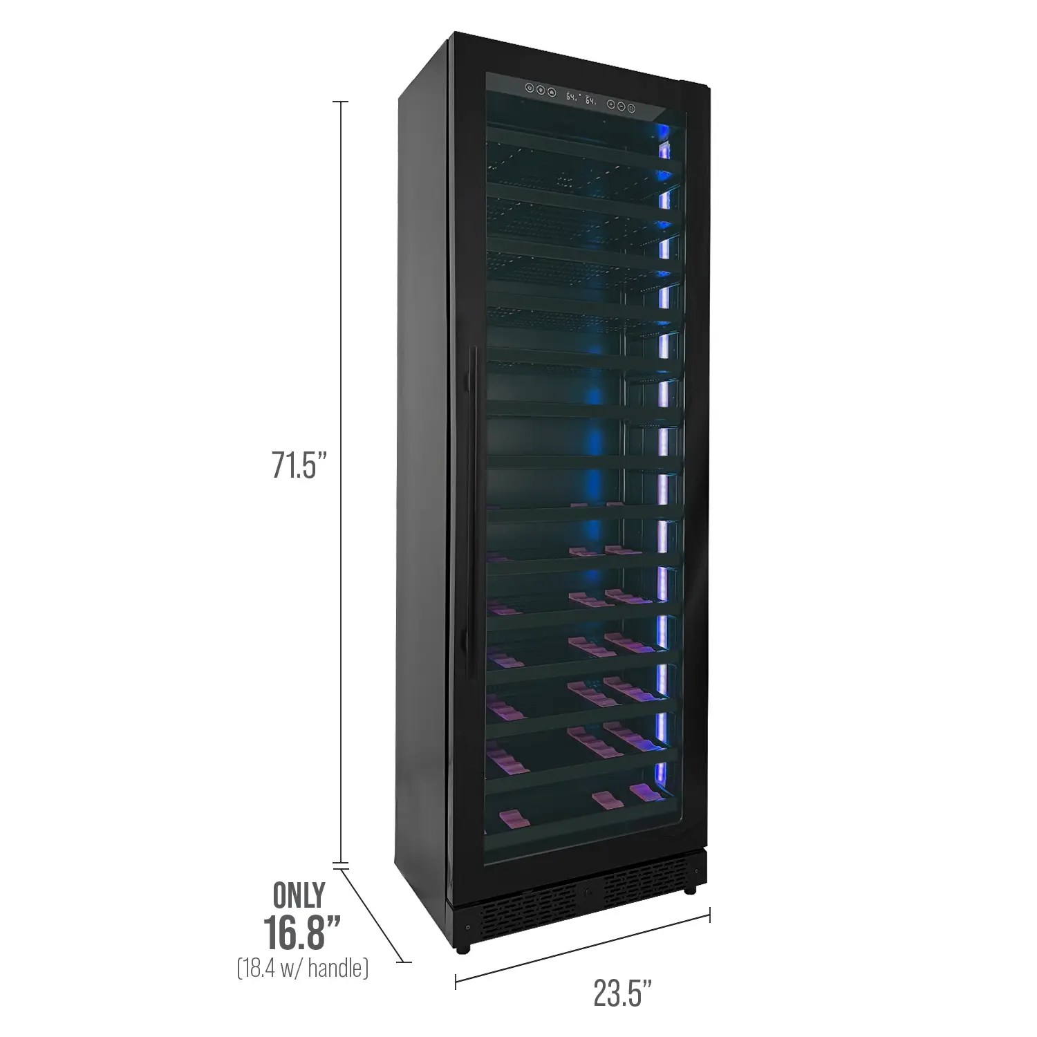 Allavino VSW6771S1BR Single Zone Right Hinge Black Shallow Wine Cooler