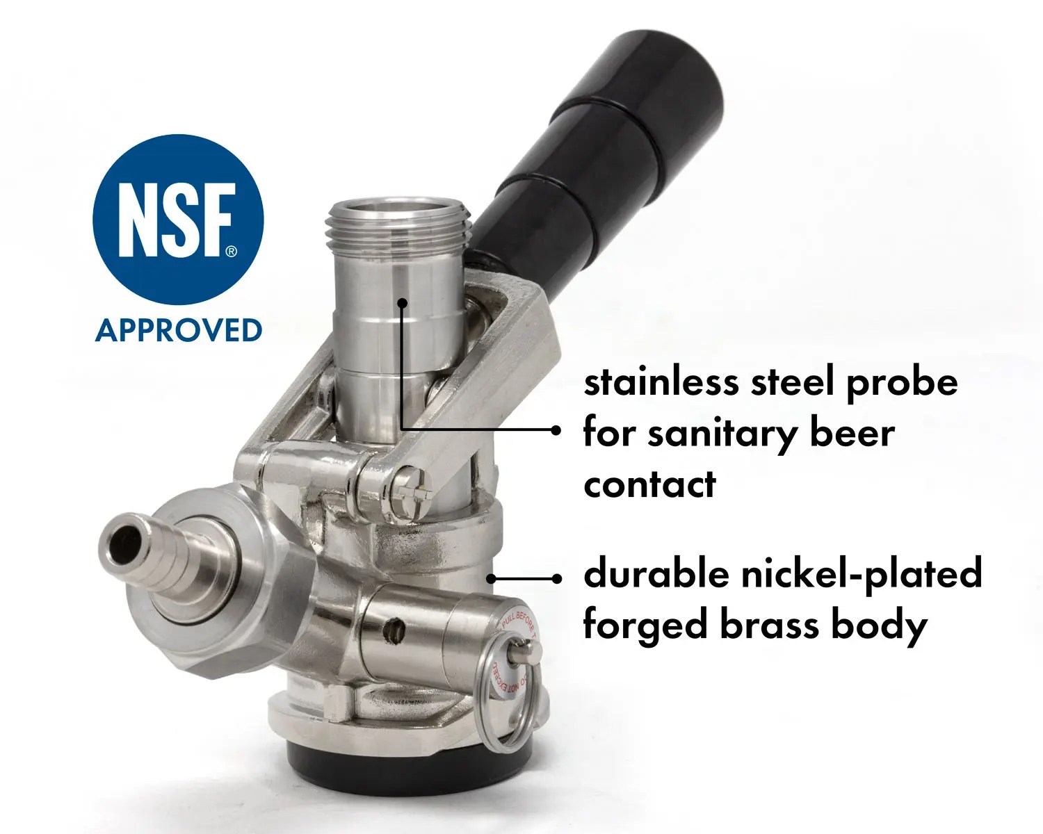 6 Kegco KT85DL D System Keg Tap Couplers Black Lever Handles