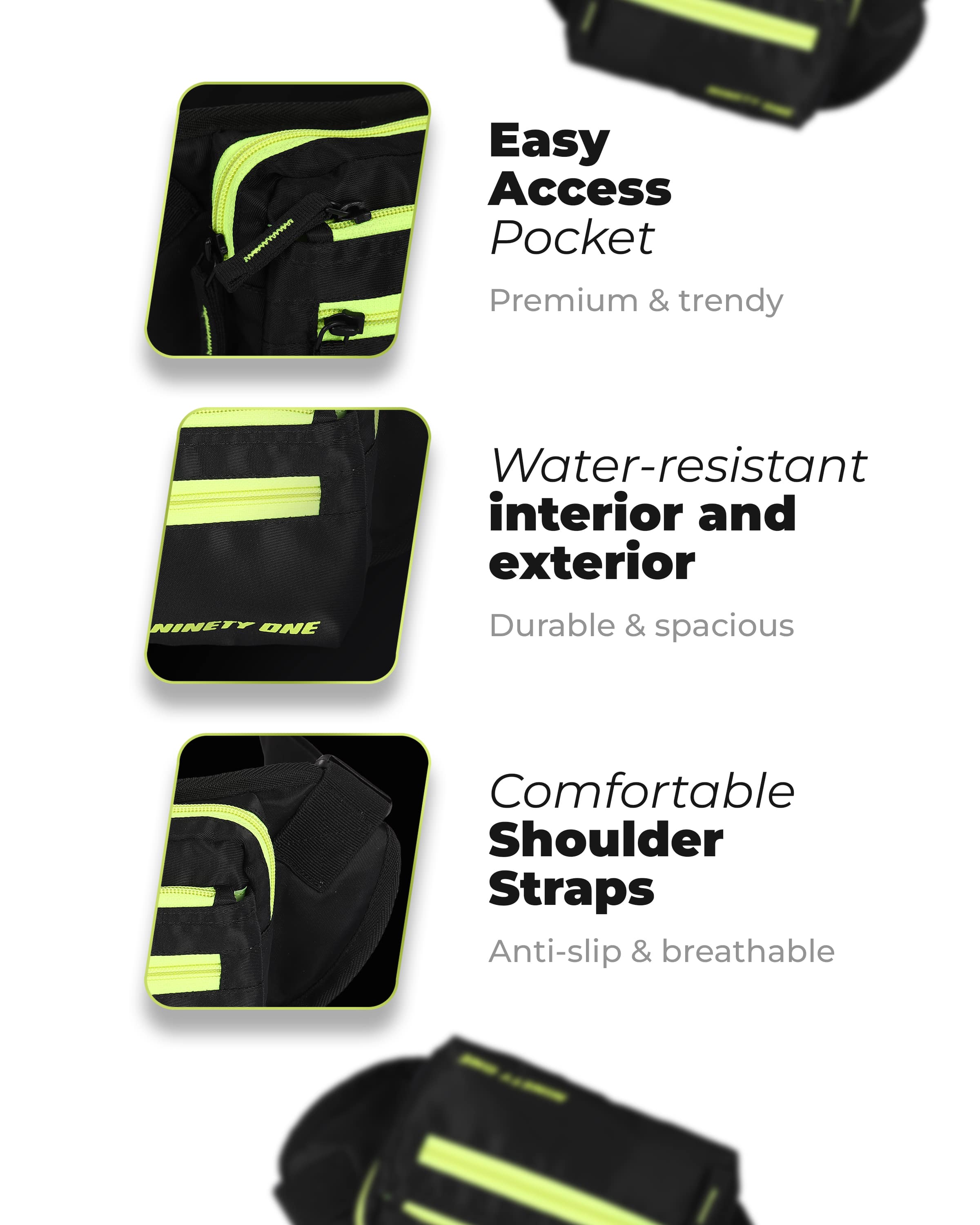 Buy 91Explorer 2L Black Green Cross Body Bag Backpack Online One