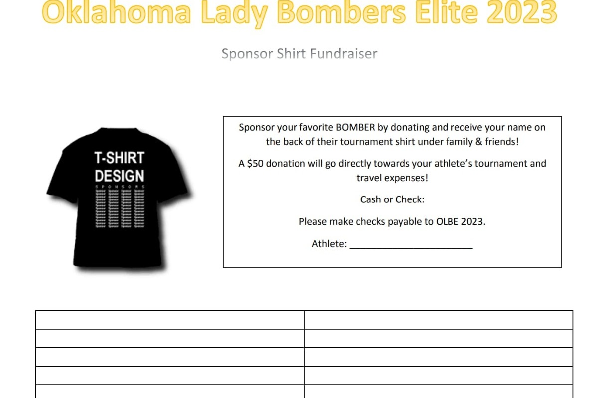 Fundraiser by Erin Yarholar Sponsor Shirt Fundraiser