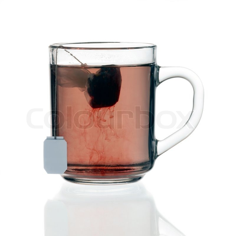 Glas Teetasse mit Teebeutel Stockfoto Colourbox