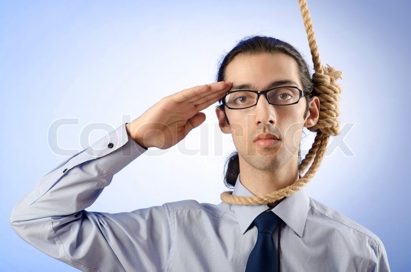 Businessman ready to commit suicide Stock Photo Colourbox