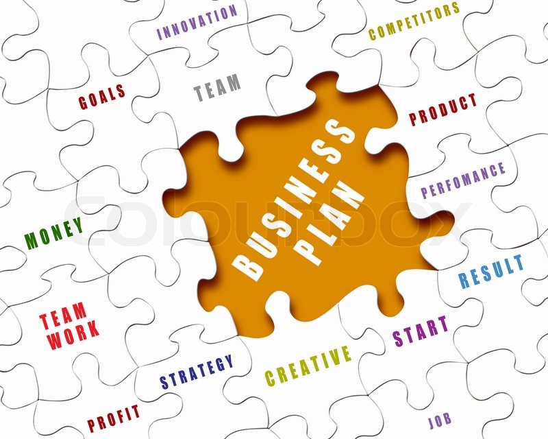 Puzzle pieces with business terms Stock Photo Colourbox