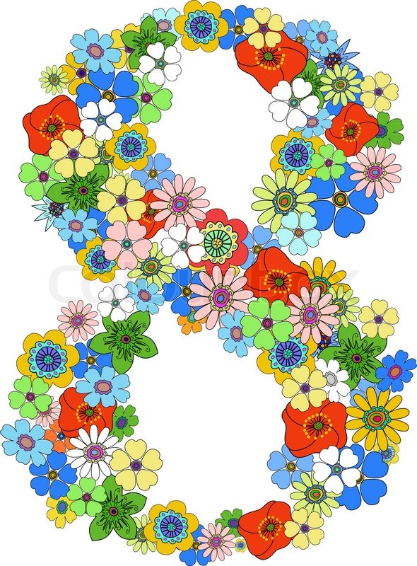 Number 8 floral Stock Vector Colourbox