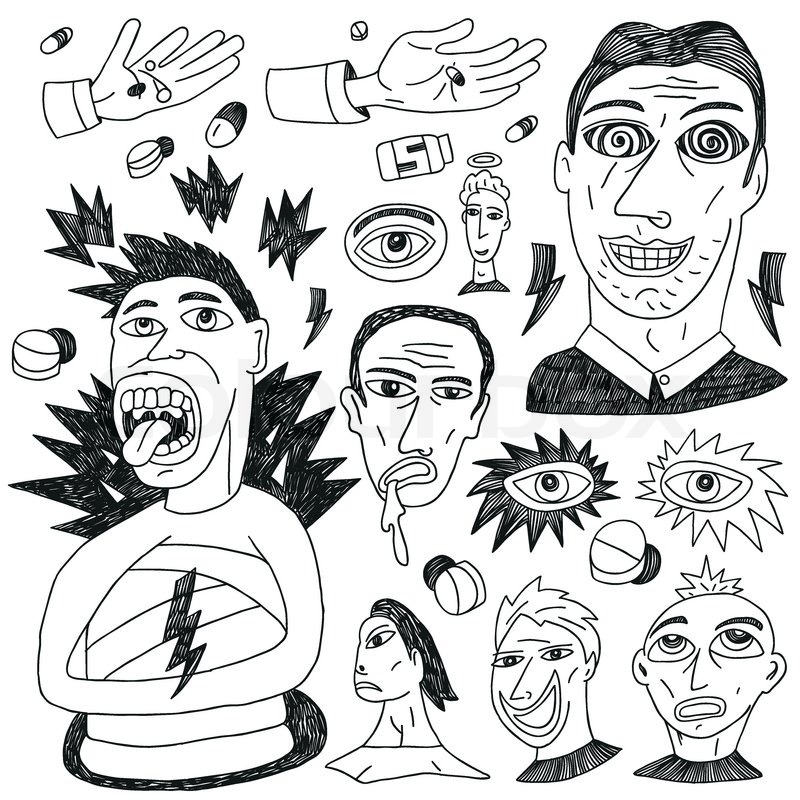 Crazy people doodles set icons in Stock vector Colourbox