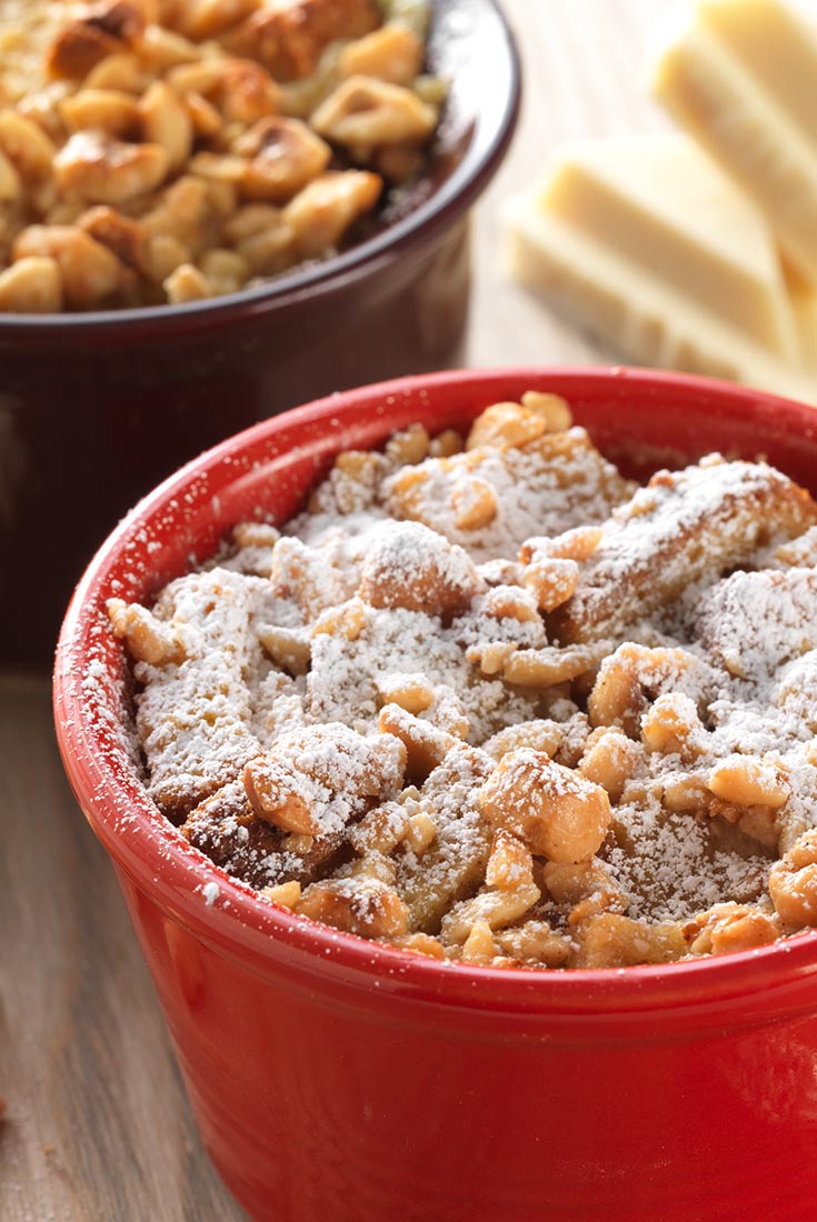 GlutenFree White Chocolate Hazelnut Bread Pudding Recipe King Arthur