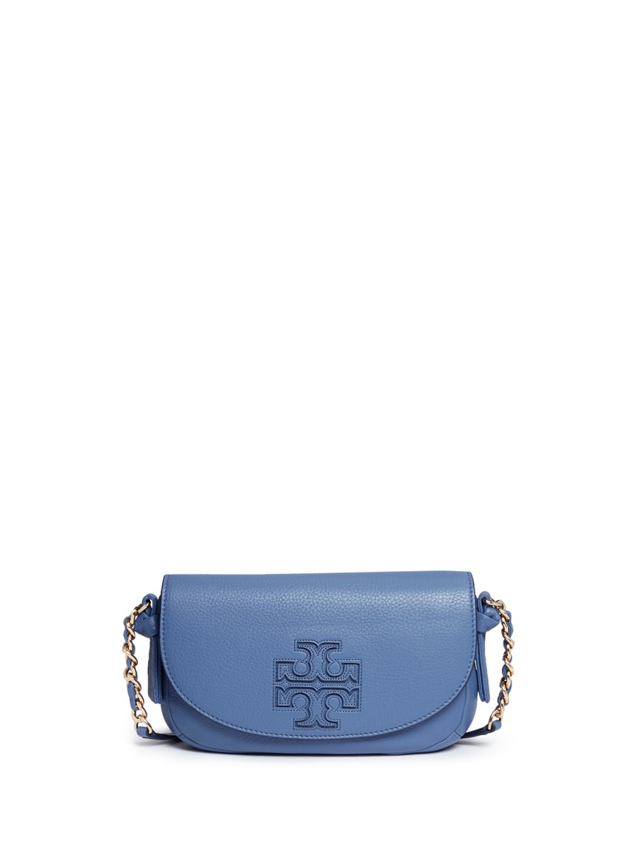 TORY BURCH HARPER LEATHER CROSSBODY BAG, WALLIS BLUE, BLACK ModeSens