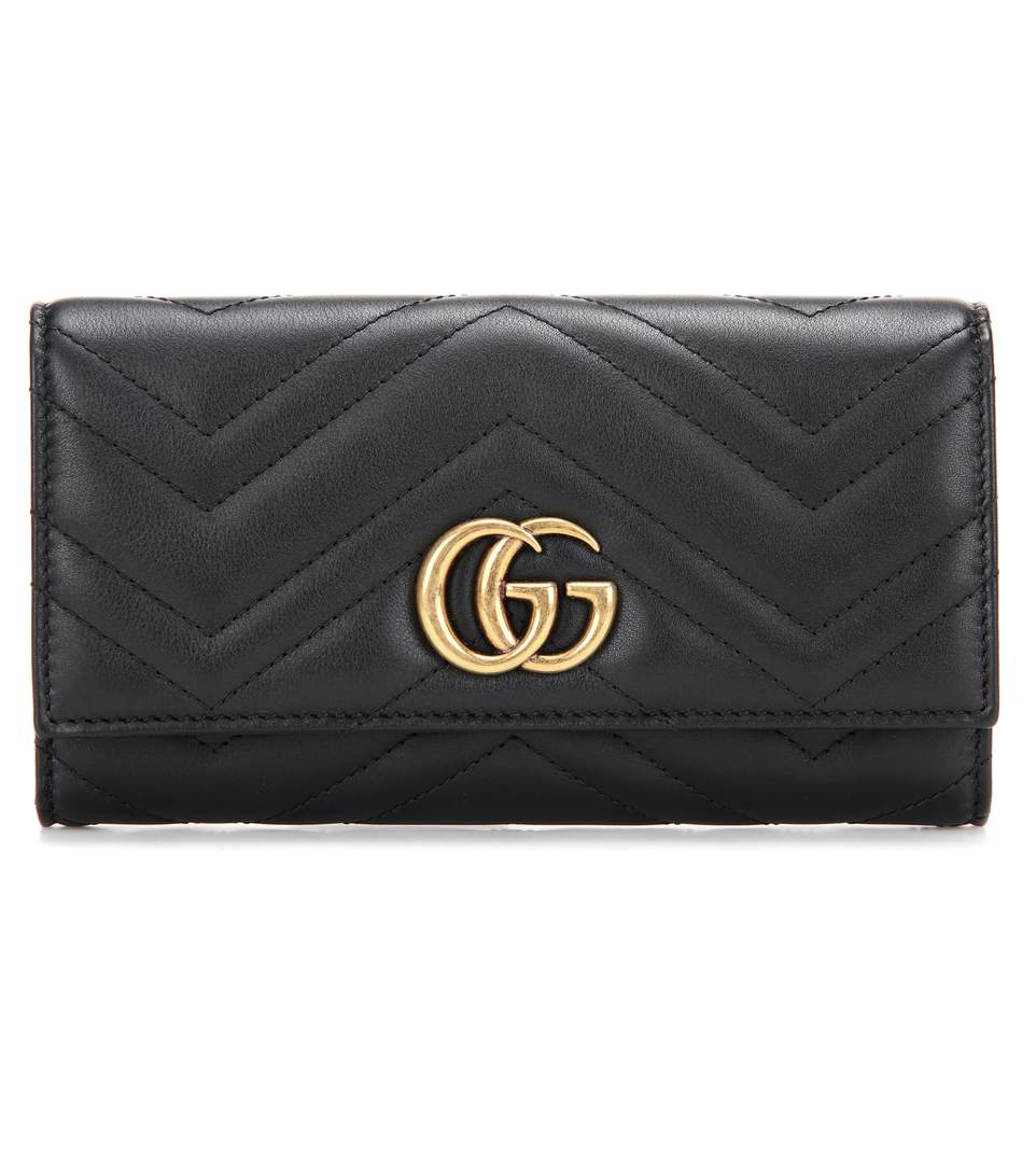 Gucci Gg Marmont Medium Quilted Flap Wallet, Black ModeSens