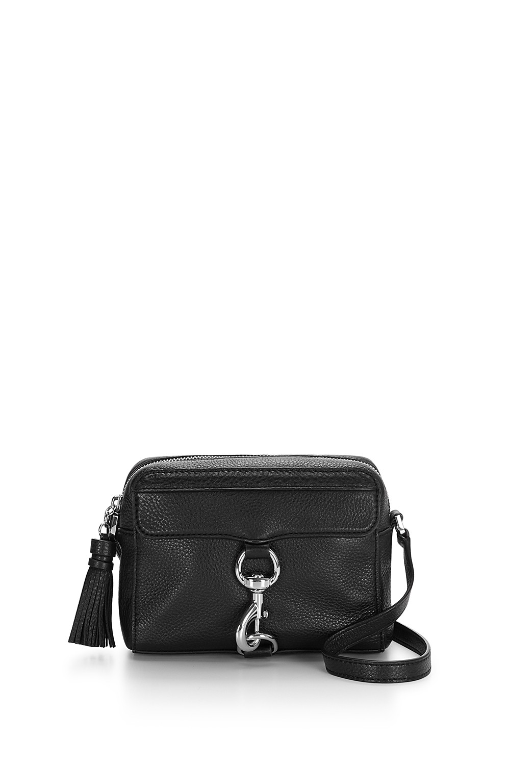 REBECCA MINKOFF M.A.B. GRAINED LEATHER CAMERA CROSSBODY BAG, BLACK