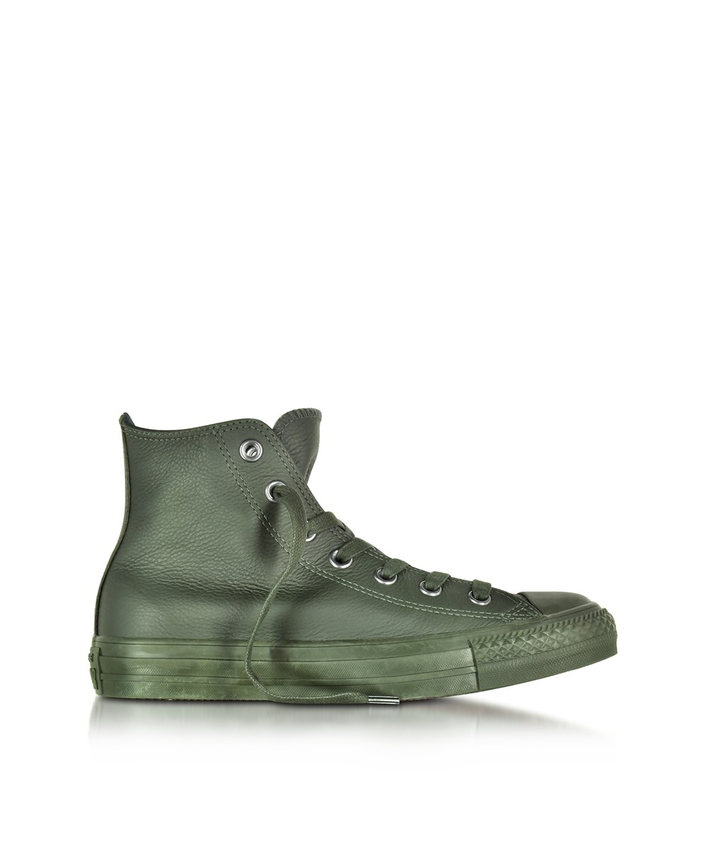 CONVERSE Men'S Green Leather Hi Top Sneakers' ModeSens