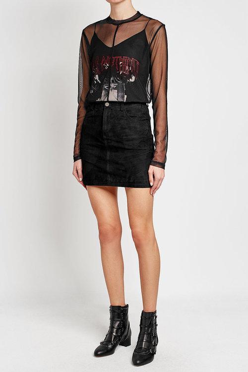 ANINE BING SUEDE SKIRT, BLACK ModeSens