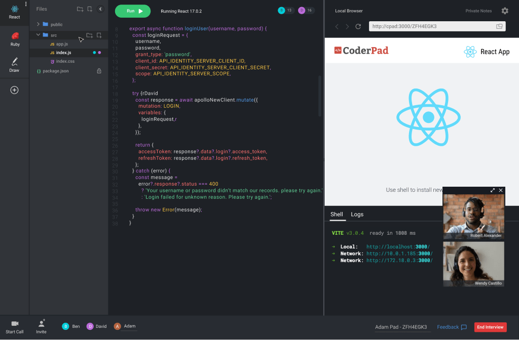 Live Collaborative Coding & Online IDE CoderPad