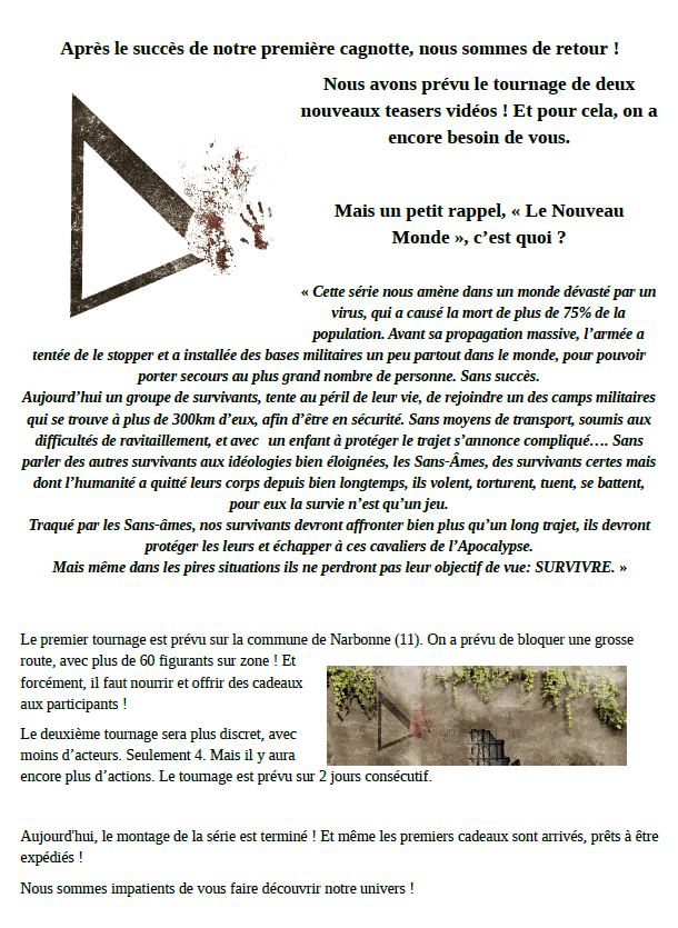 Le Nouveau Monde, la série ! (le retour) Ulule
