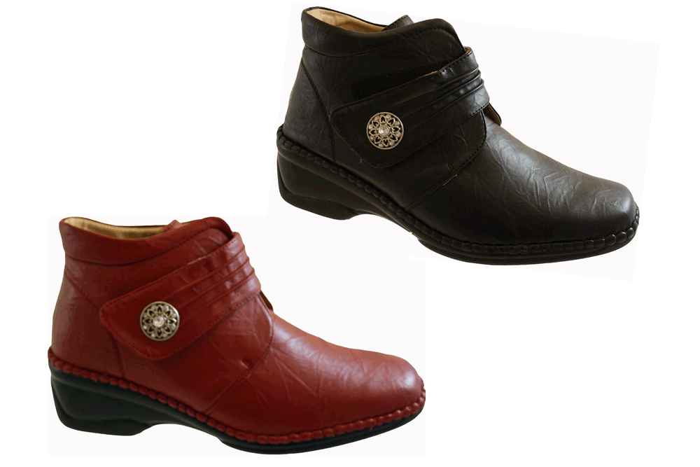 Ladies Cushion Walk Comfort Velcro Ankle Boots 4 8 eBay