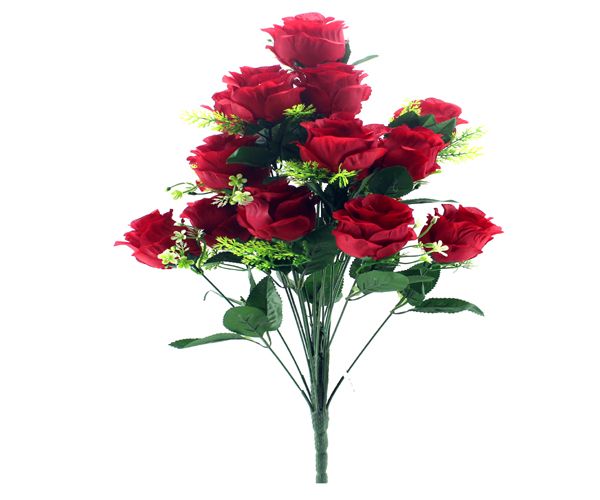 48 Wholesale Artificial Rose Bush Wine Red 18 Heads at
