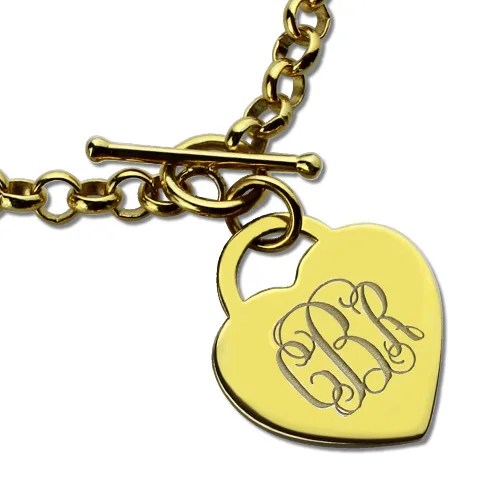 Personalized Gift Heart Monogram Initial Charm Bracelet In Gold