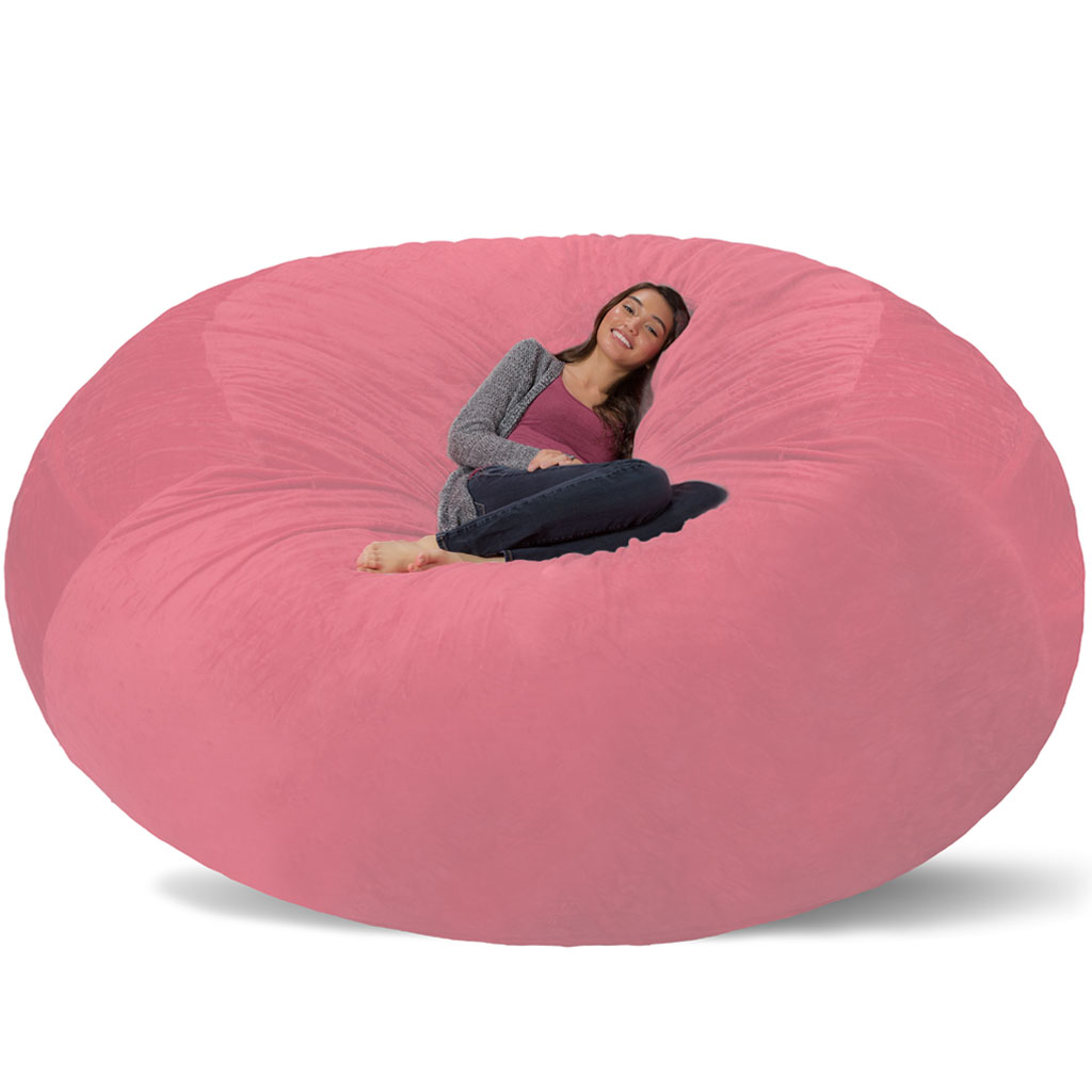 Pink Fluffy Bean Bag Chair / Himalayan Faux Fur Deep Pool Bean Bag