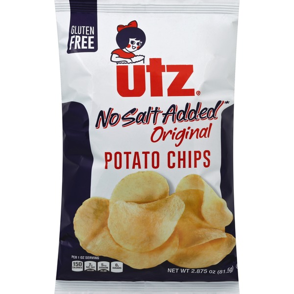Utz Original Potato Chips Gluten Free No Salt Added (2.875 oz) Instacart