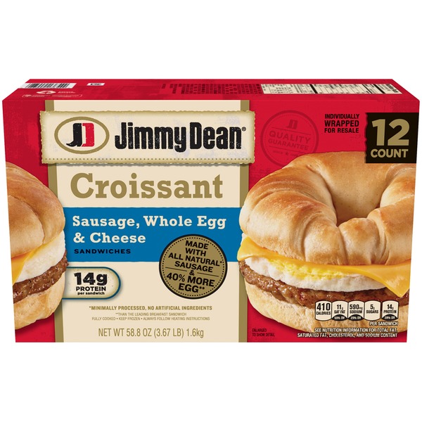 Jimmy Dean All Natural Sausage, Whole Egg And Cheese Croissant Sandwich