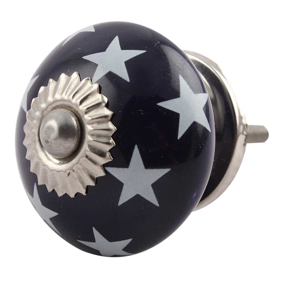 Navy Blue Star Ceramic Knob