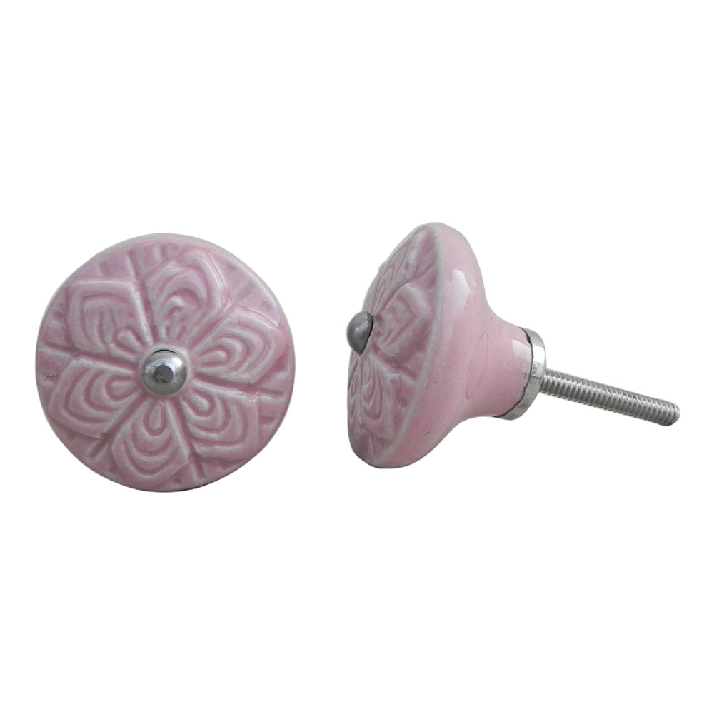 Pink Wheel Flower Knob