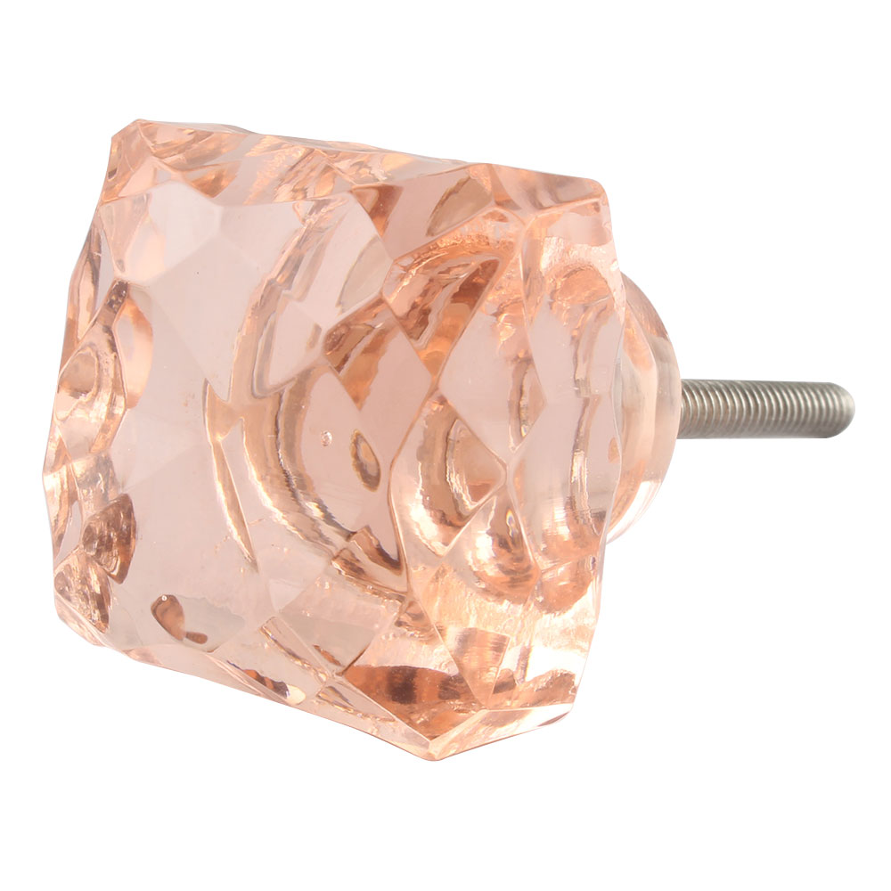 Pink Glass Square Cut Knob