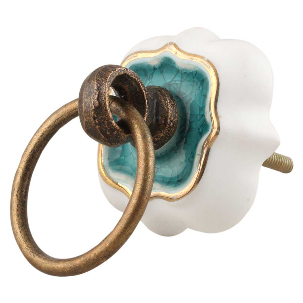 Sea Green Solid Gold Line Ceramic Dresser Knobs