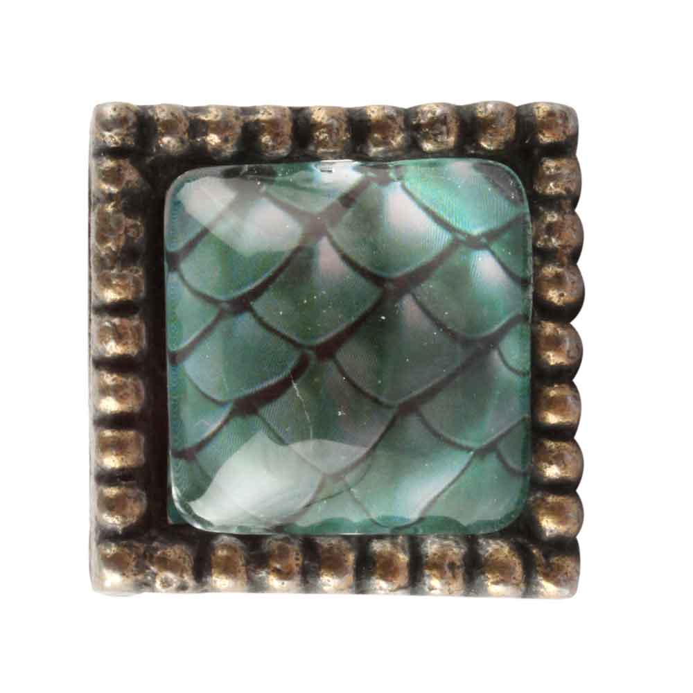 Sea Green Inside Pattern Square Iron Glass Dresser knob