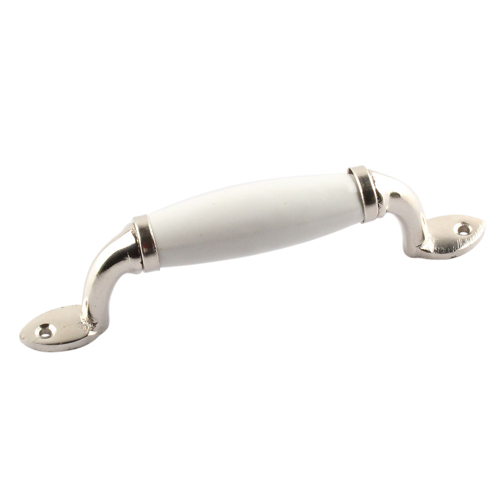 White Small Ceramic Silver Door Handles