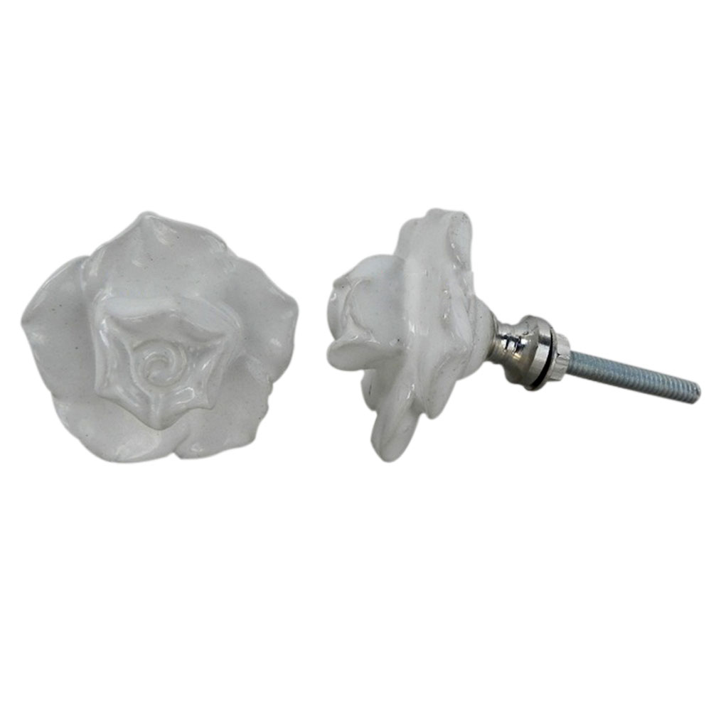 White Small Rose Knob