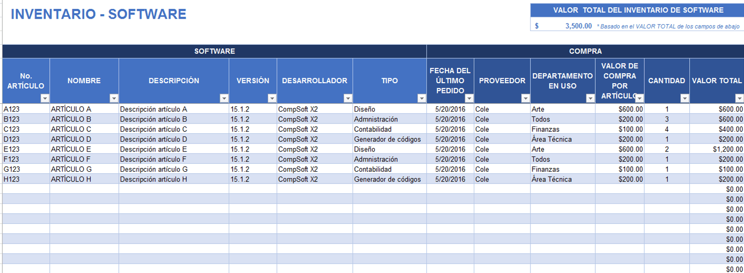 Plantillas gratis de inventario en Excel Smartsheet