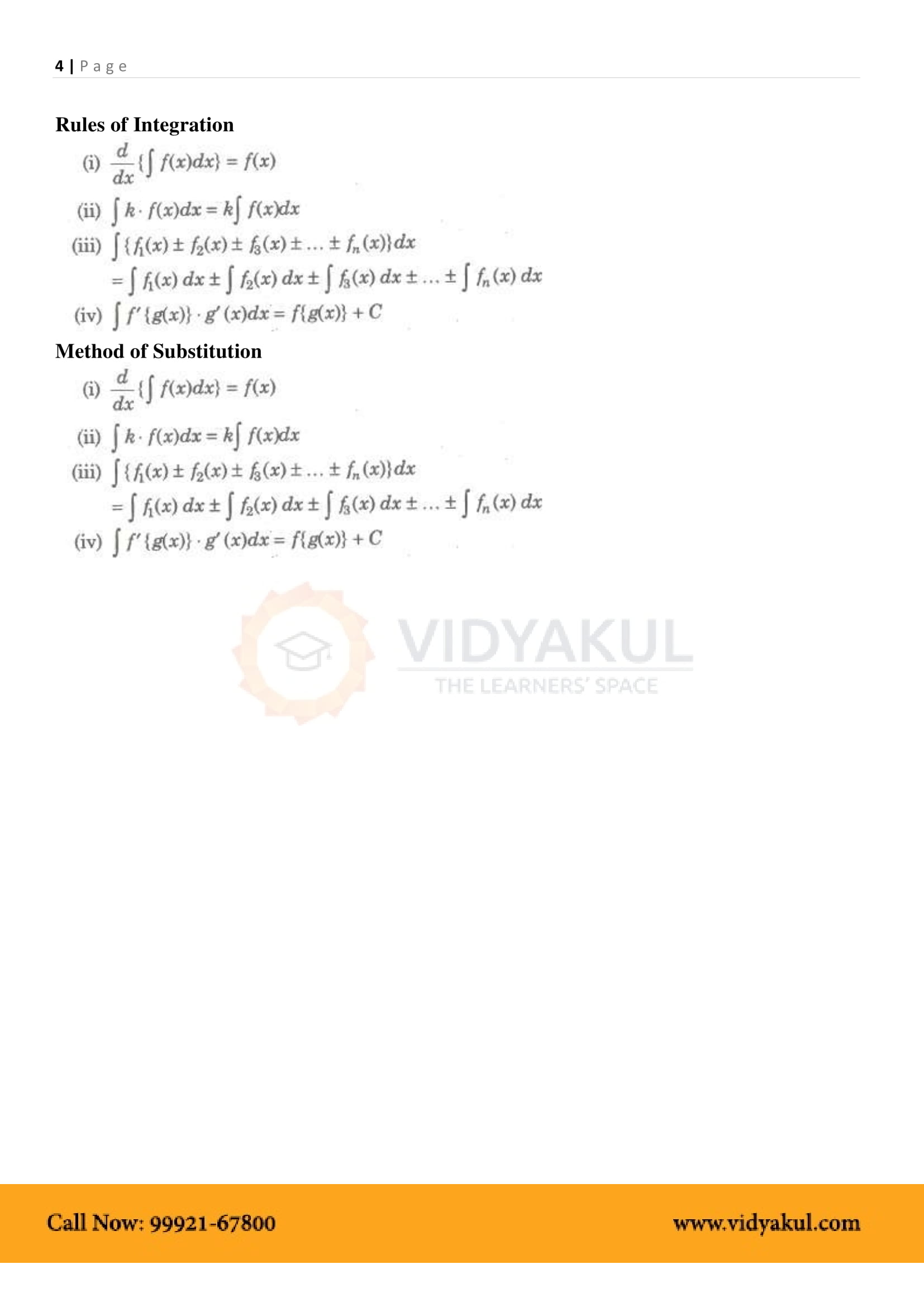 Integrals Class 12 Formulas Pdf With Notes Vidyakul