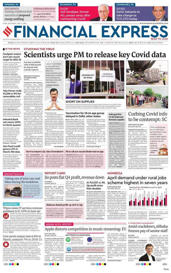 Financial Express Epaper English Epaper, Today's