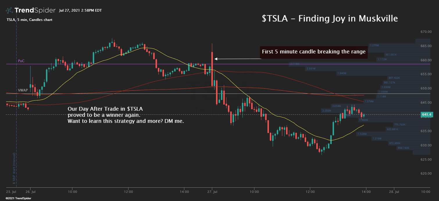 TSLA,5 min Candlestick chart published by Rickman on TrendSpider