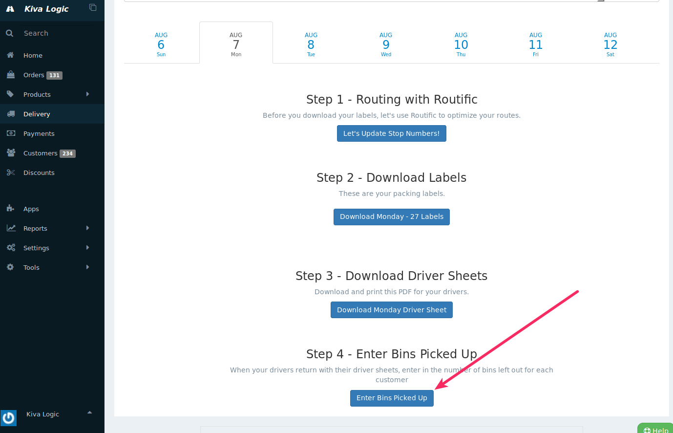 Bin Tracking for Reclaimable Materials Kiva Logic Knowledge Base