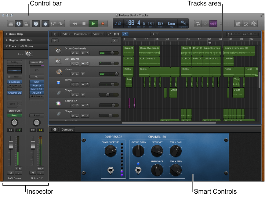 Logic Pro main window, Logic Pro X Help