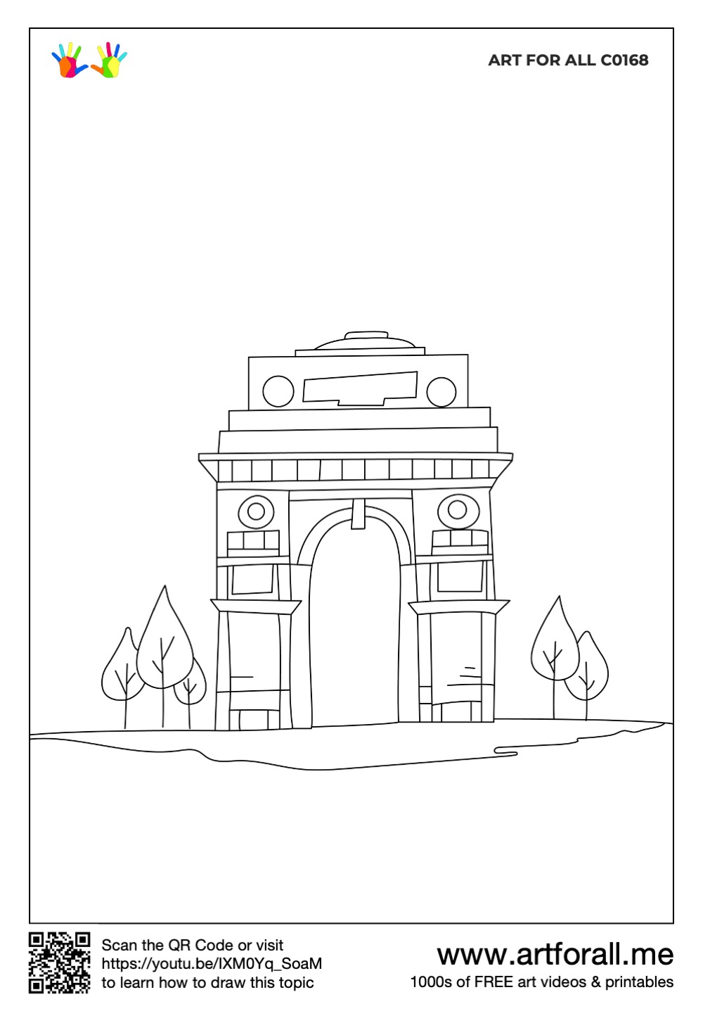How to draw India Gate, New Delhi
