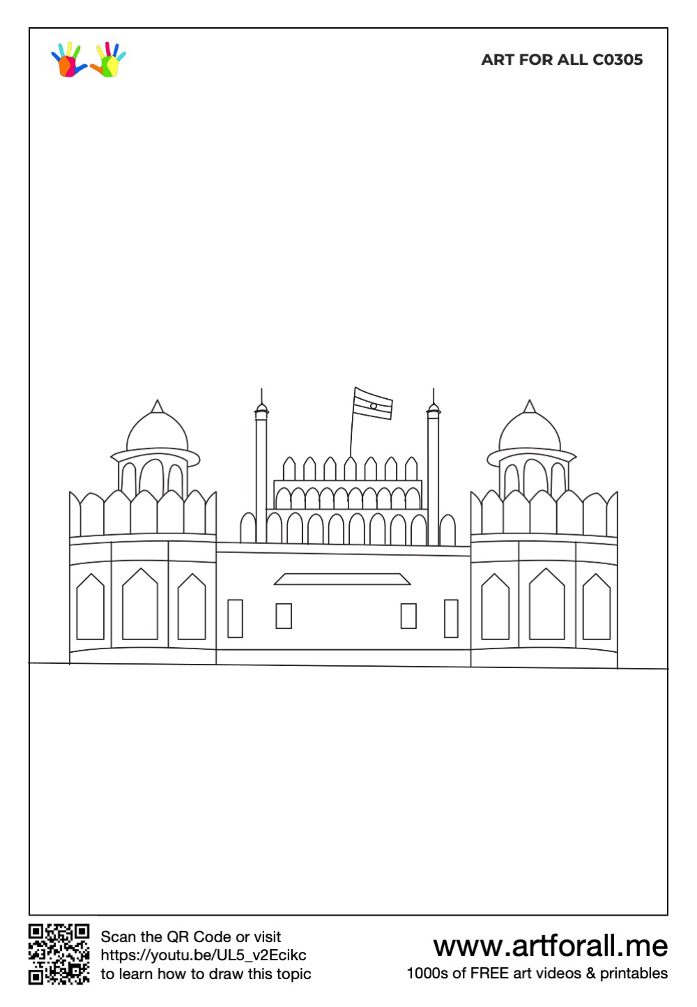 How to draw the Red Fort, Delhi